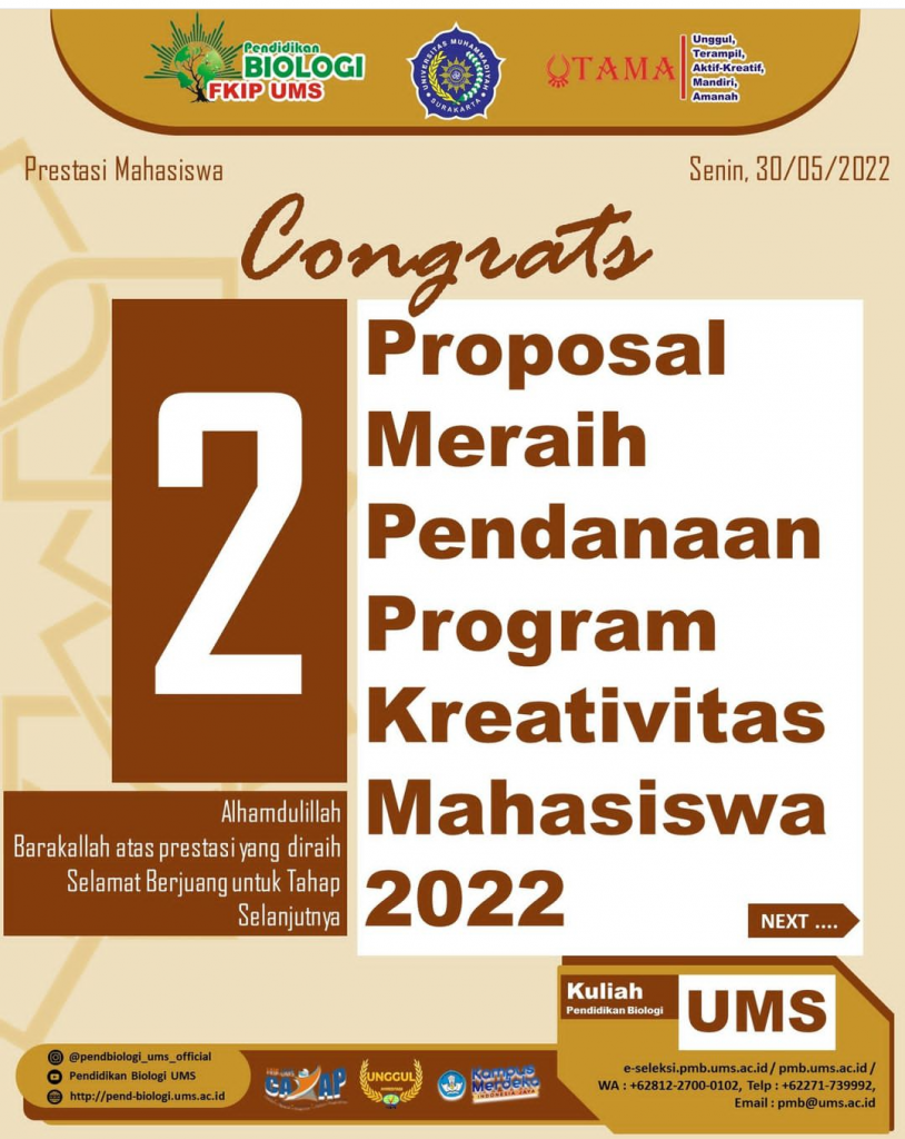 2 PROPOSAL PKM (PROGRAM KREATIVITAS MAHASISWA) MENDAPAT PENDAMAAN ...